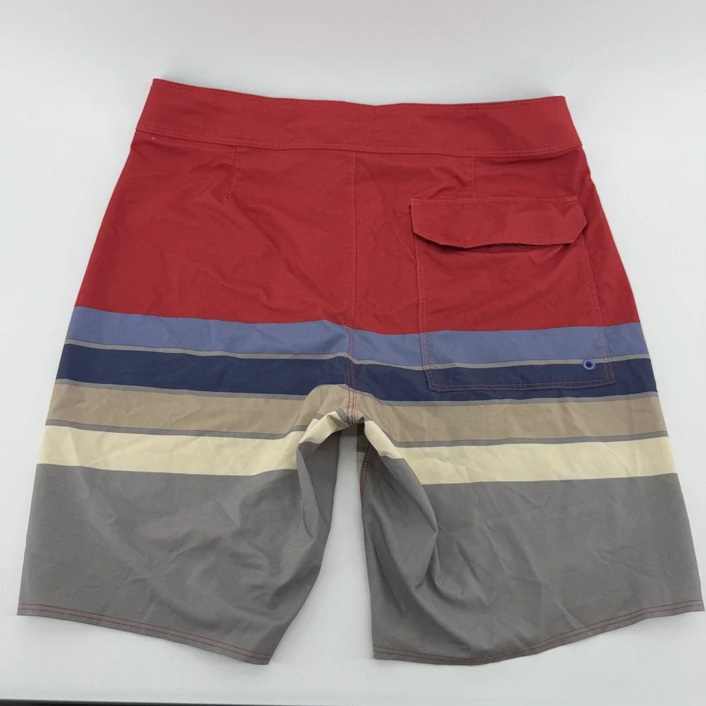 Patagonia Boardshorts Mens 28 Red Striped Hydro Series Recycled Swim Trunks